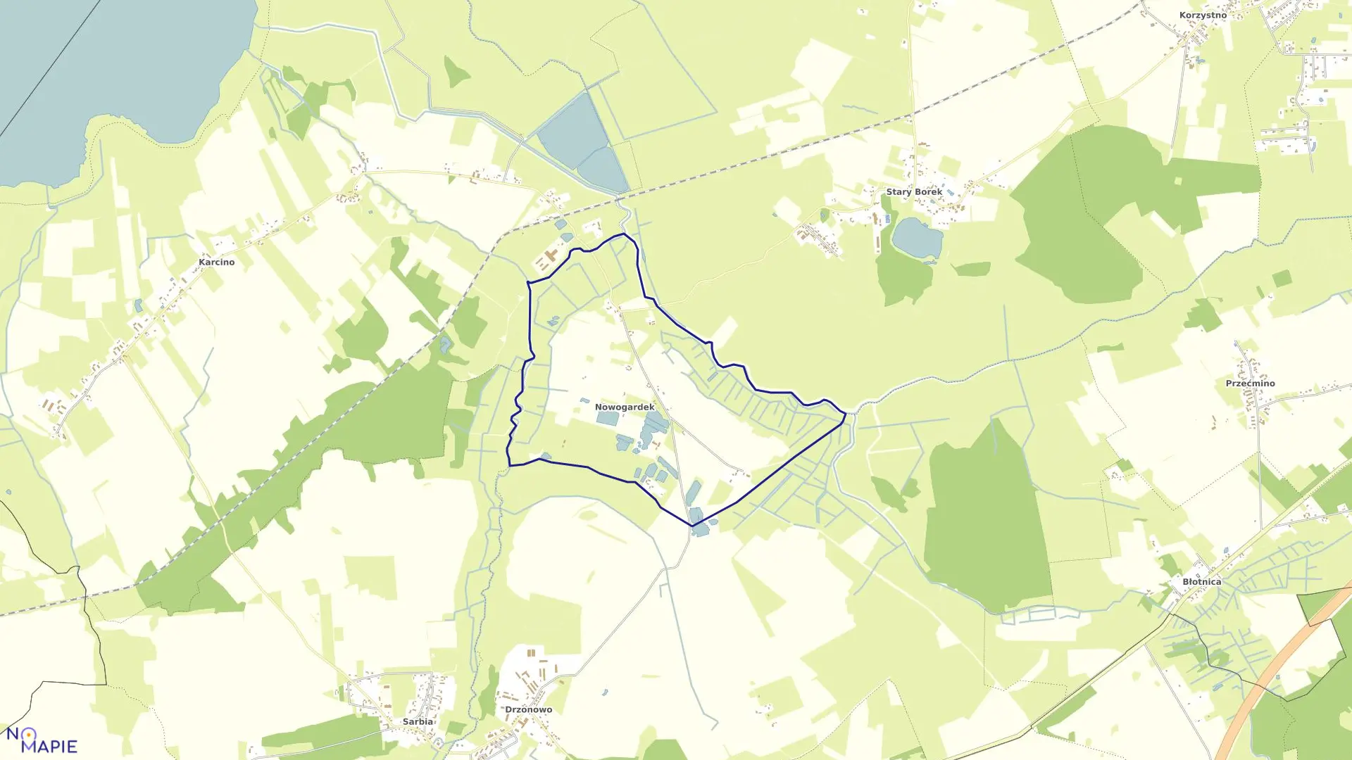 Mapa obrębu Nowogardek w gminie Kołobrzeg